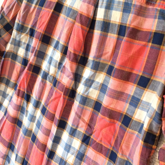 sale J.crew sz xs salmon/blu plaid blouse - Picture 5 of 6